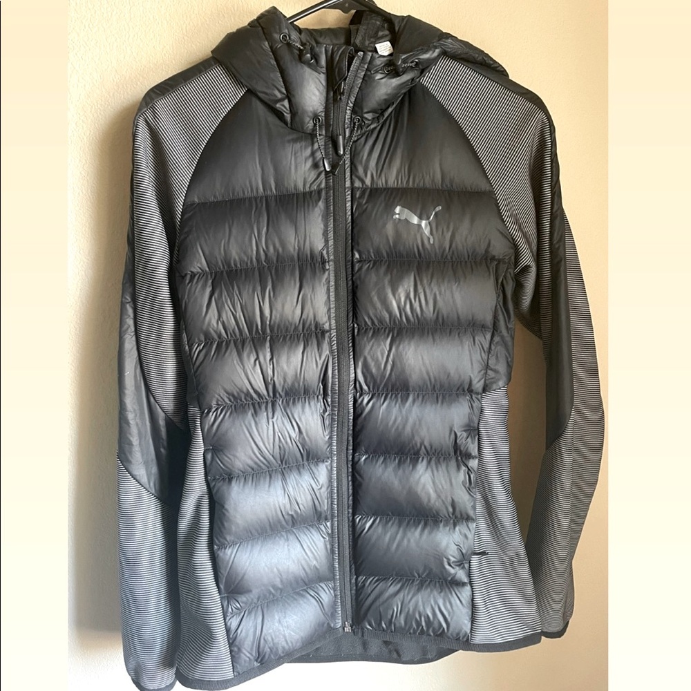 Puma Athletic Running Puffer Jacket w/ Stripes